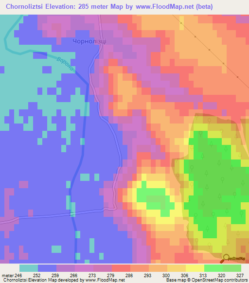 Chornoliztsi,Ukraine Elevation Map