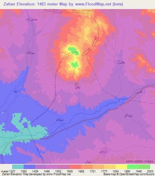 Zahan,Iran Elevation Map