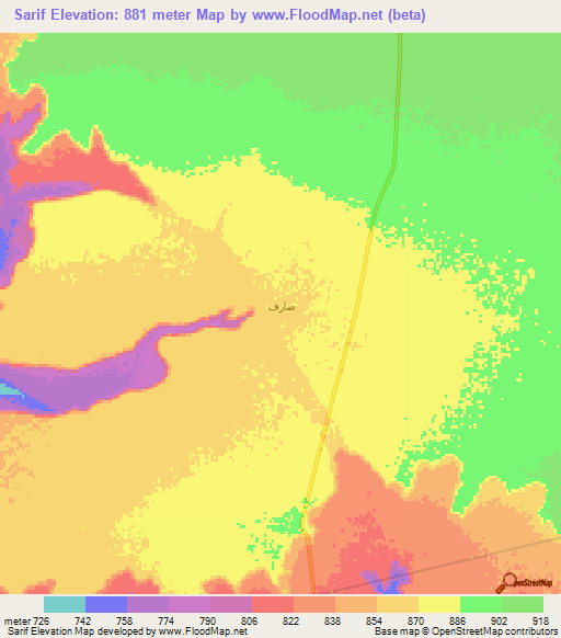Sarif,Yemen Elevation Map