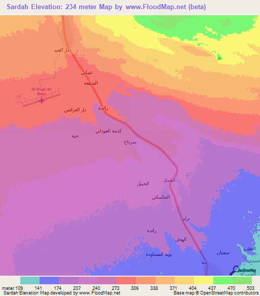 Sardah,Yemen Elevation Map