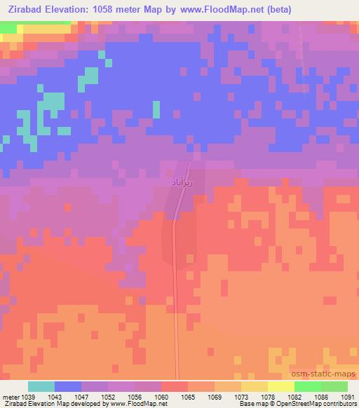 Zirabad,Iran Elevation Map