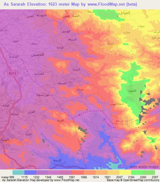 As Sararah,Yemen Elevation Map