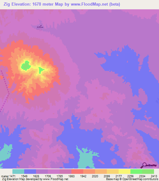 Zig,Iran Elevation Map