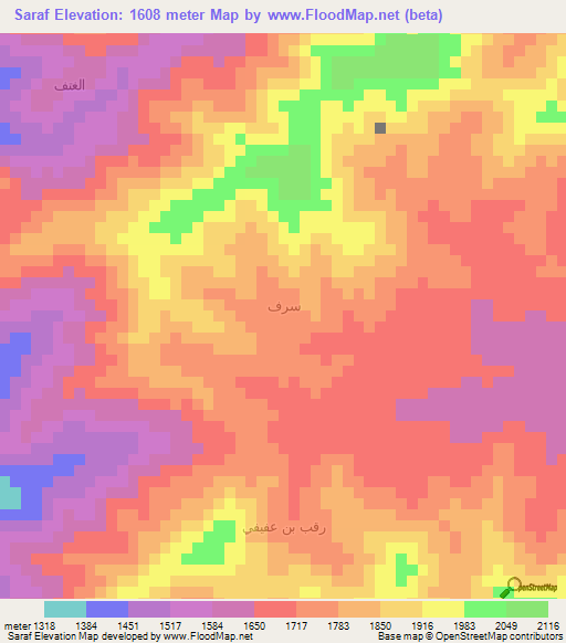 Saraf,Yemen Elevation Map