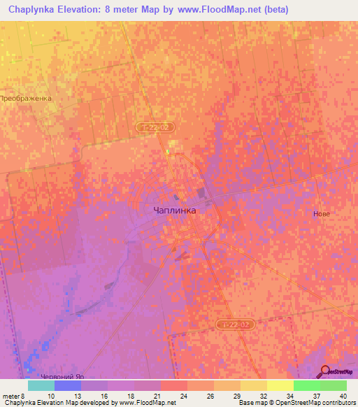 Chaplynka,Ukraine Elevation Map