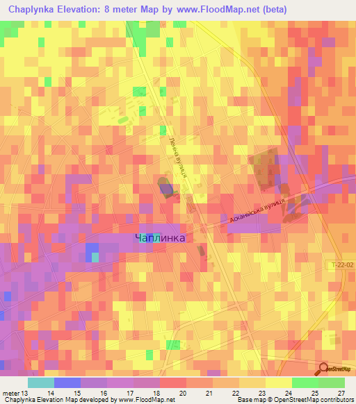 Chaplynka,Ukraine Elevation Map