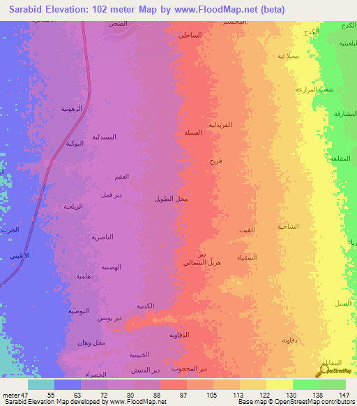 Sarabid,Yemen Elevation Map