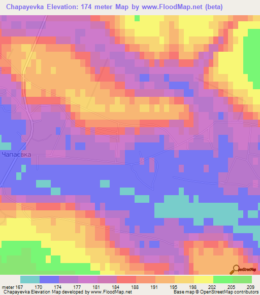 Chapayevka,Ukraine Elevation Map