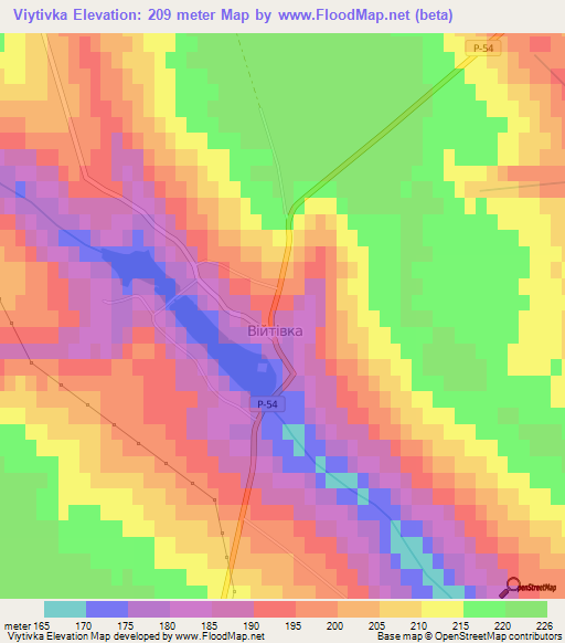 Viytivka,Ukraine Elevation Map