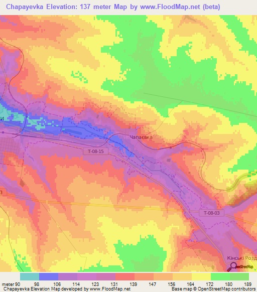 Chapayevka,Ukraine Elevation Map