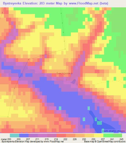 Bystreyevka,Ukraine Elevation Map