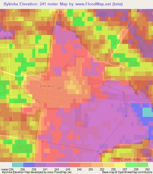 Bykivka,Ukraine Elevation Map