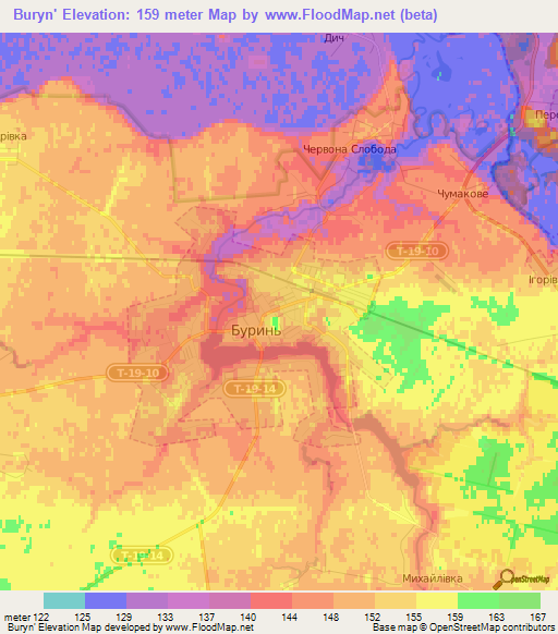 Buryn',Ukraine Elevation Map