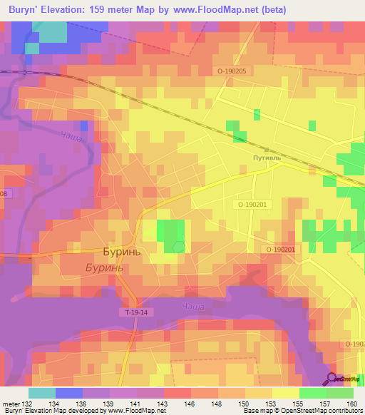 Buryn',Ukraine Elevation Map