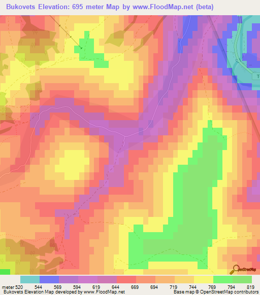 Bukovets,Ukraine Elevation Map