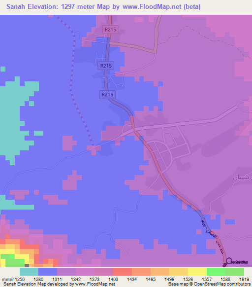 Sanah,Yemen Elevation Map
