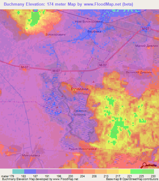 Buchmany,Ukraine Elevation Map