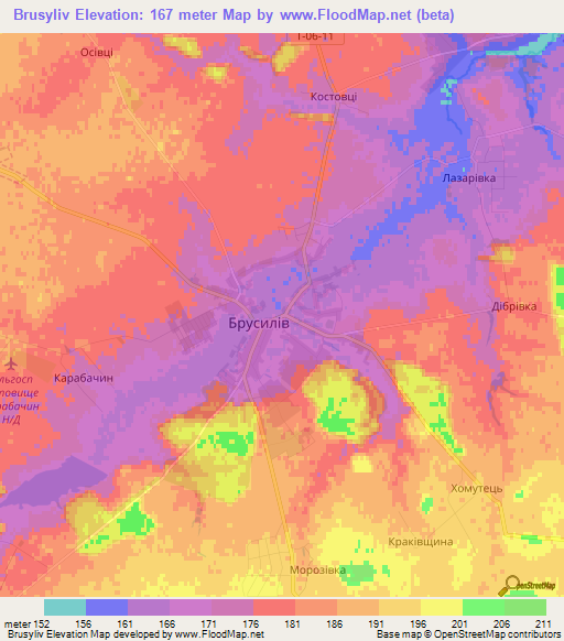 Brusyliv,Ukraine Elevation Map