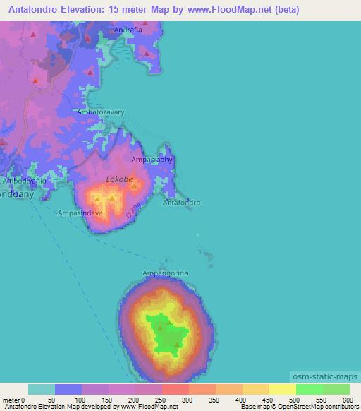 Antafondro,Madagascar Elevation Map