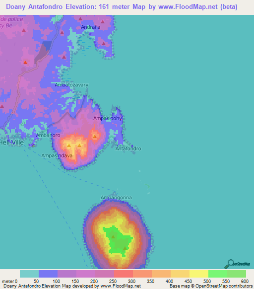 Doany Antafondro,Madagascar Elevation Map