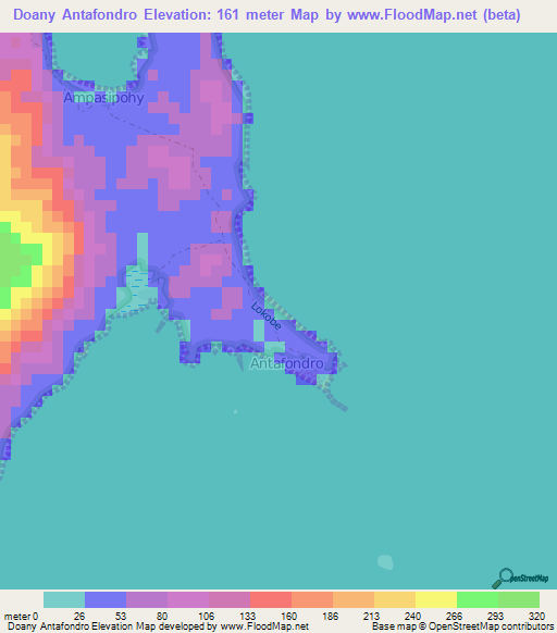 Doany Antafondro,Madagascar Elevation Map