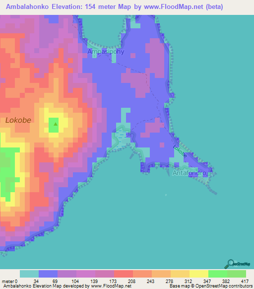 Ambalahonko,Madagascar Elevation Map