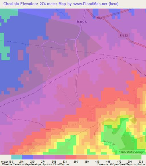 Cheaibia,Algeria Elevation Map