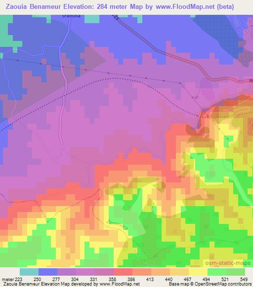 Zaouia Benameur,Algeria Elevation Map
