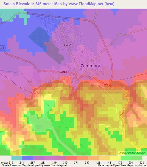 Smala,Algeria Elevation Map
