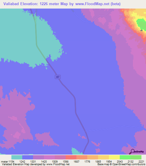 Valiabad,Iran Elevation Map