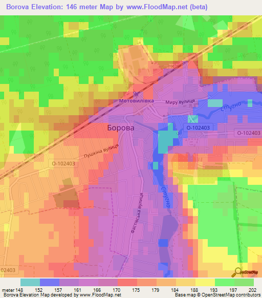 Borova,Ukraine Elevation Map