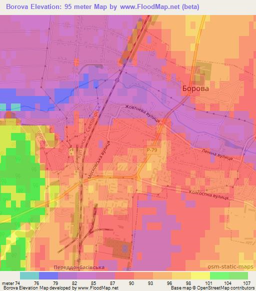 Borova,Ukraine Elevation Map
