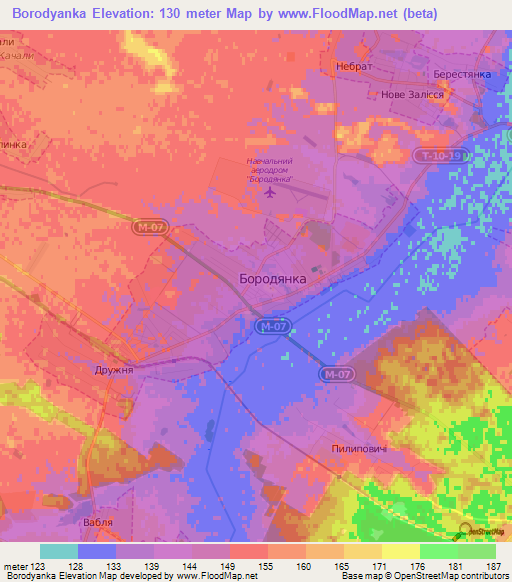 Borodyanka,Ukraine Elevation Map
