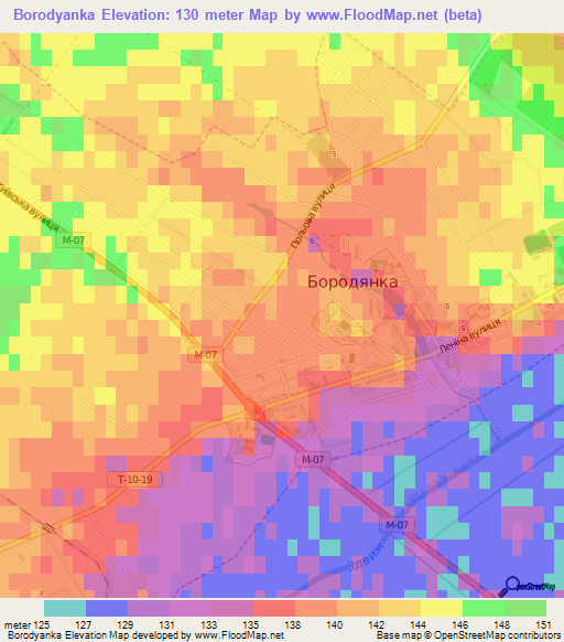 Borodyanka,Ukraine Elevation Map