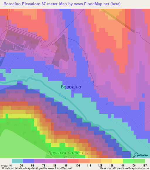 Borodino,Ukraine Elevation Map
