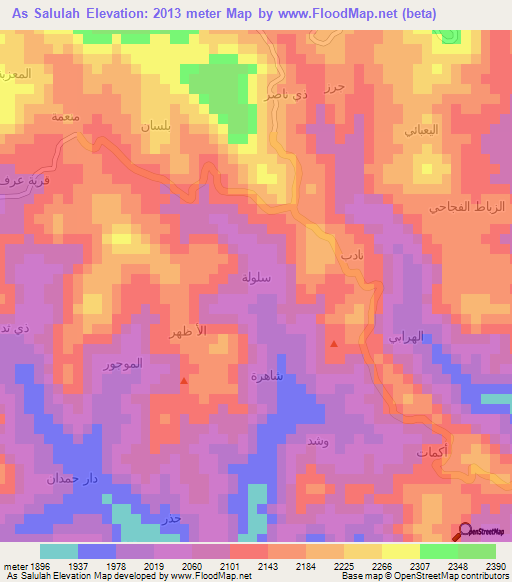 As Salulah,Yemen Elevation Map