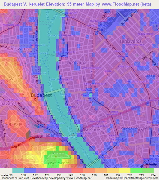 Budapest V. keruelet,Hungary Elevation Map