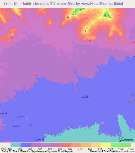 Salim Bin Thabit,Yemen Elevation Map