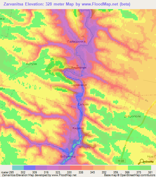 Zarvanitsa,Ukraine Elevation Map