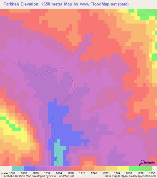 Tarkheh,Iran Elevation Map