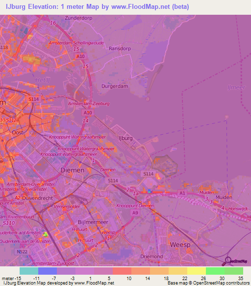 IJburg,Netherlands Elevation Map