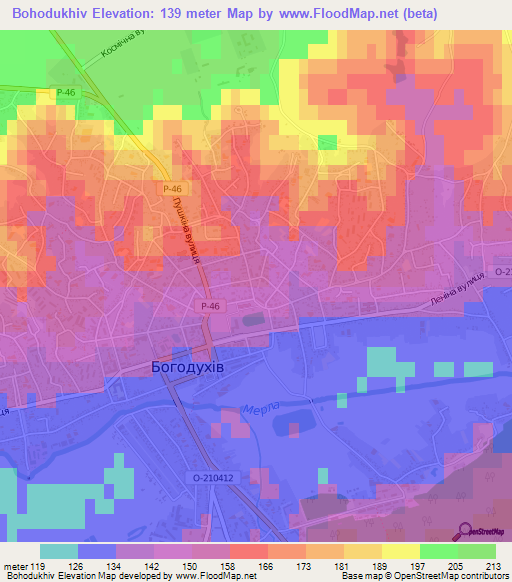 Bohodukhiv,Ukraine Elevation Map