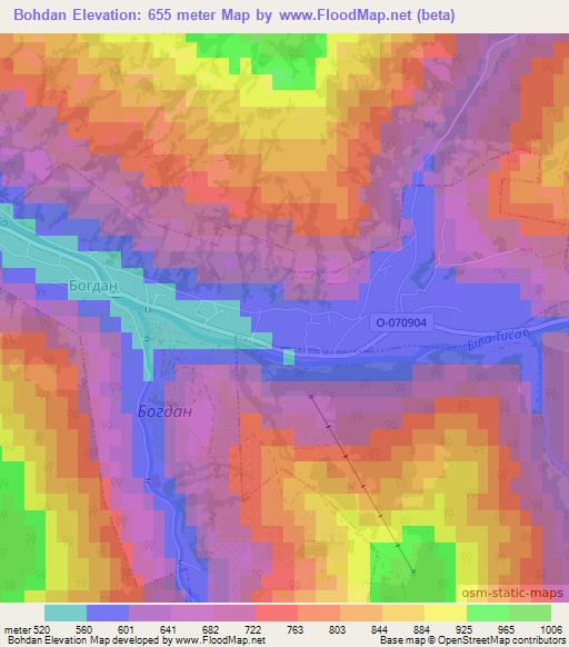 Bohdan,Ukraine Elevation Map