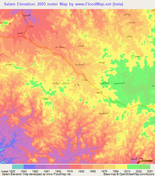 Salam,Yemen Elevation Map