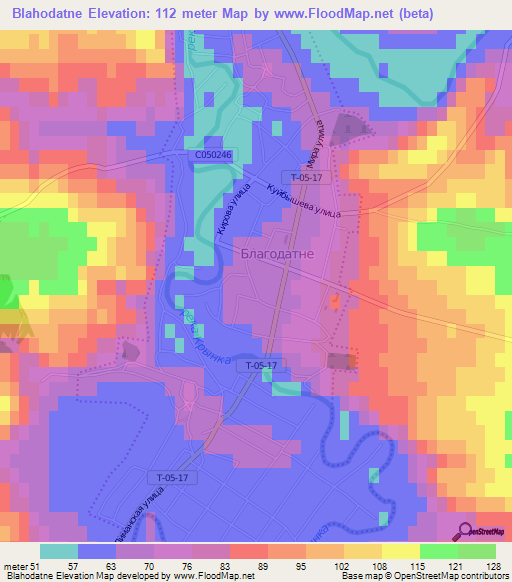 Blahodatne,Ukraine Elevation Map