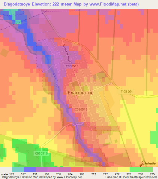 Blagodatnoye,Ukraine Elevation Map