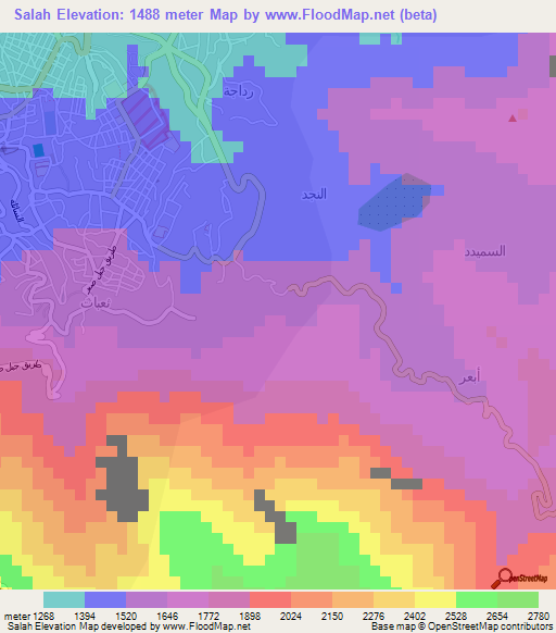Salah,Yemen Elevation Map