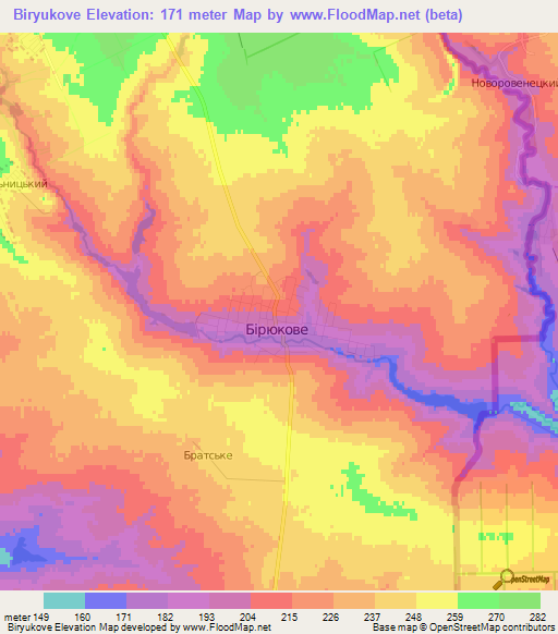 Biryukove,Ukraine Elevation Map