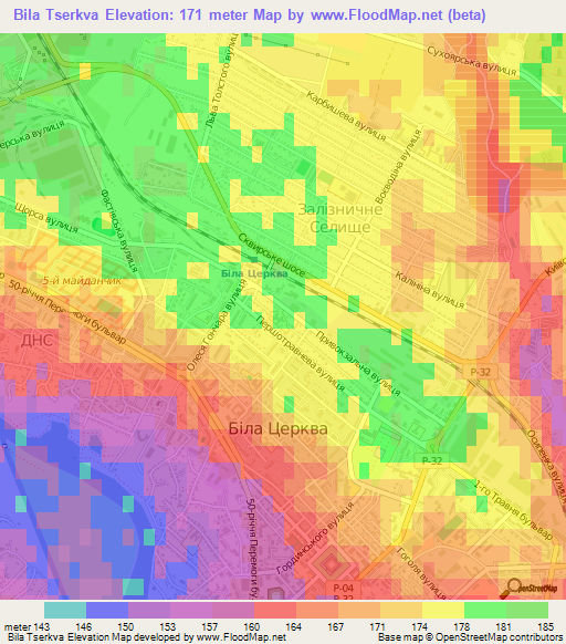 Bila Tserkva,Ukraine Elevation Map