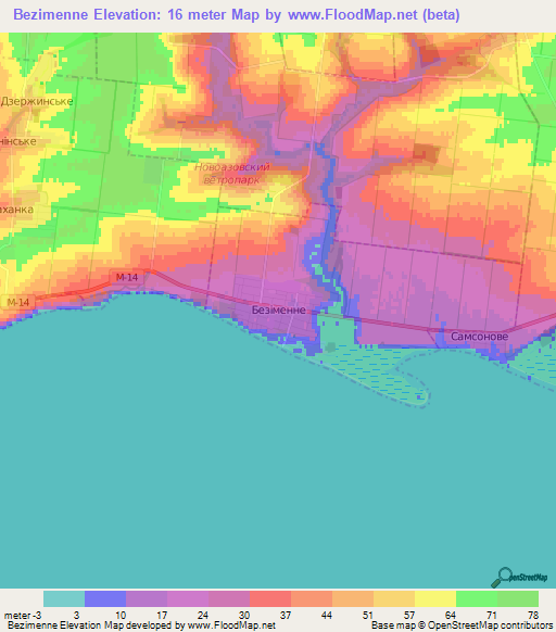 Bezimenne,Ukraine Elevation Map